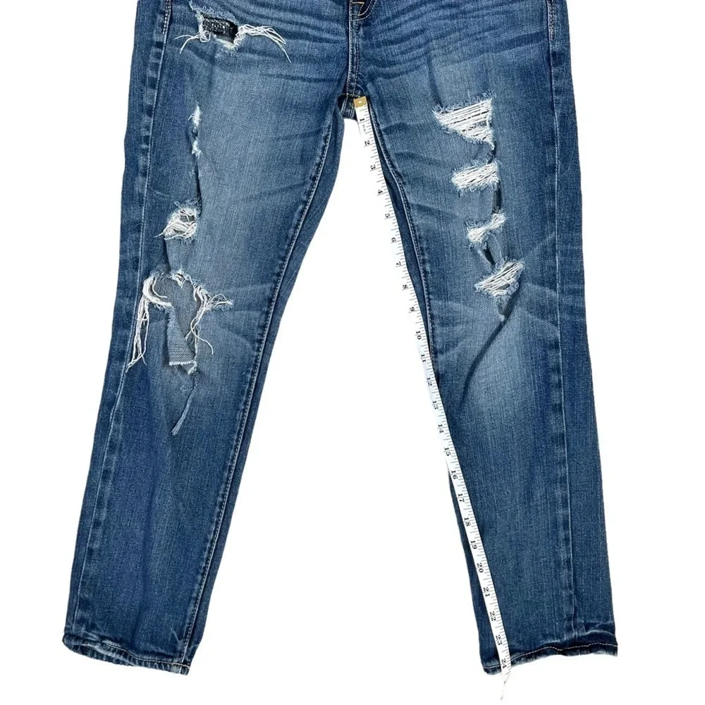 American Eagle AEO Y2K Distressed Grunge Frayed Slouchy Mid Rise Jeans Size 4